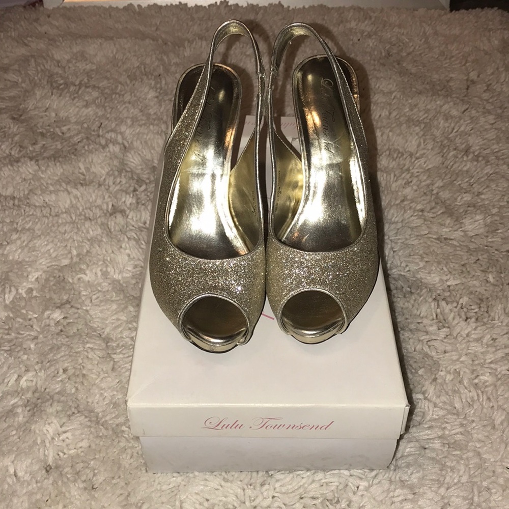 Sparkly Open Toe Heels